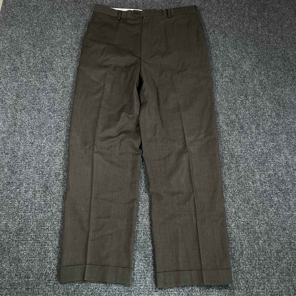 Zanella Made Italy 33x28.5 Olive Green Wool Designer Dress Pants Trousers